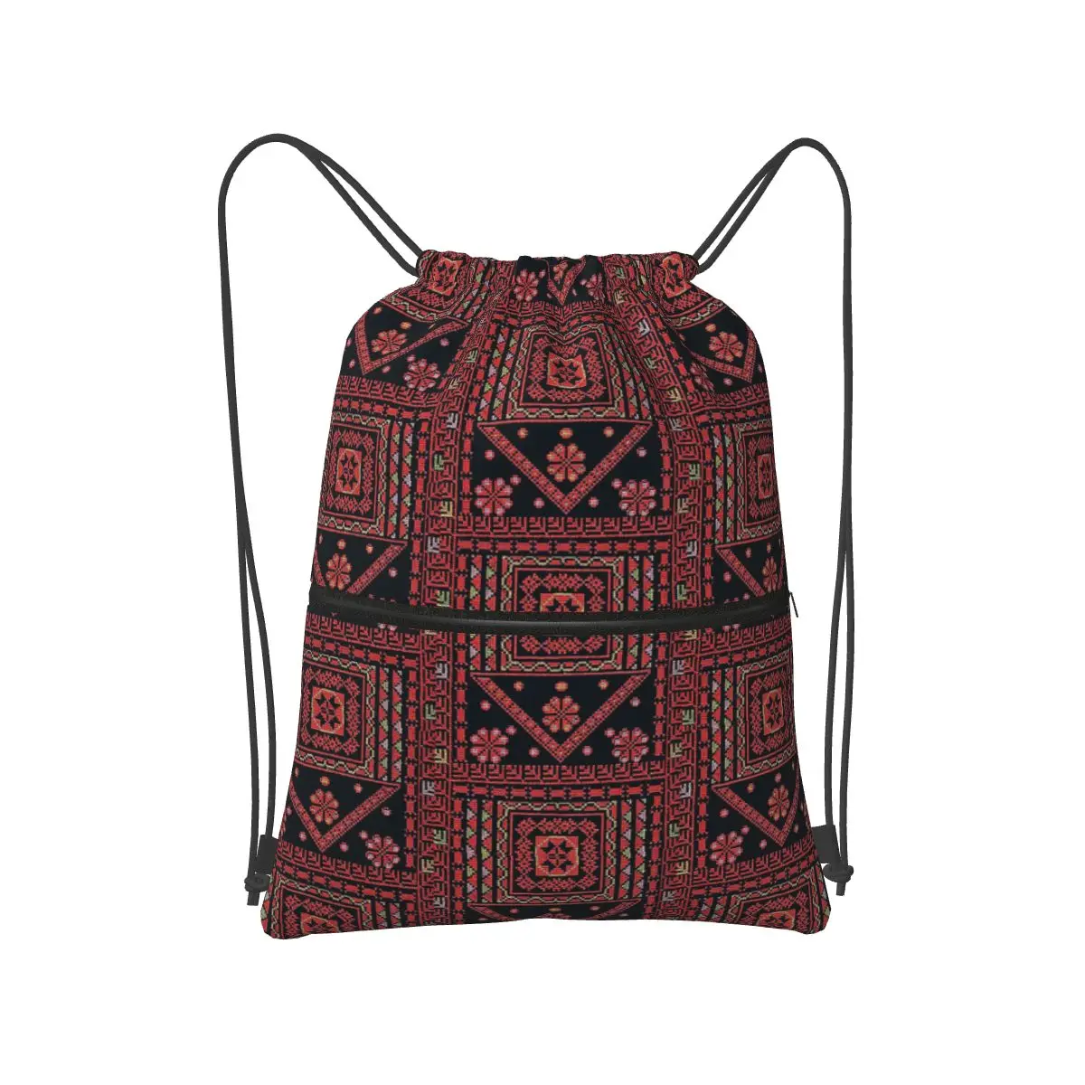 

Three Flowers Palestinian Embroidery Backpacks Fashion Portable Drawstring Bags Shoes Bag Book Bags For Travel School
