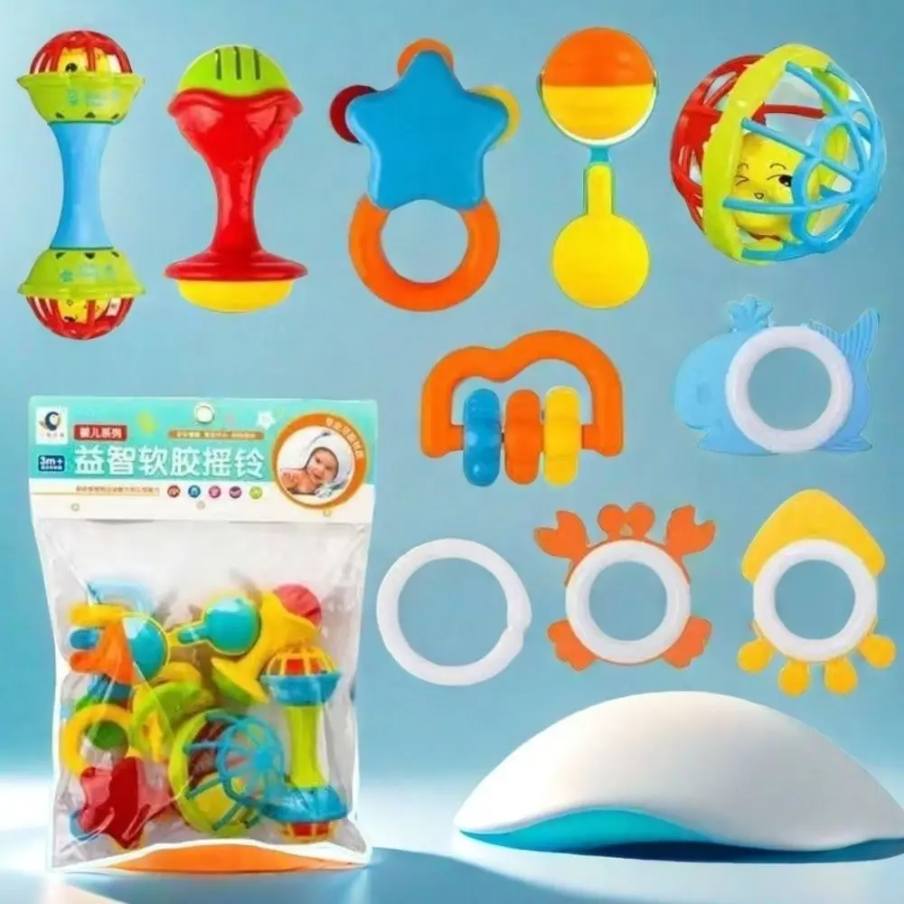 Sonaglio per bambini non tossico con impugnatura a mano, strumento musicale masticabile, educativo, smettere di succhiare il pollice, campana a mano per neonati