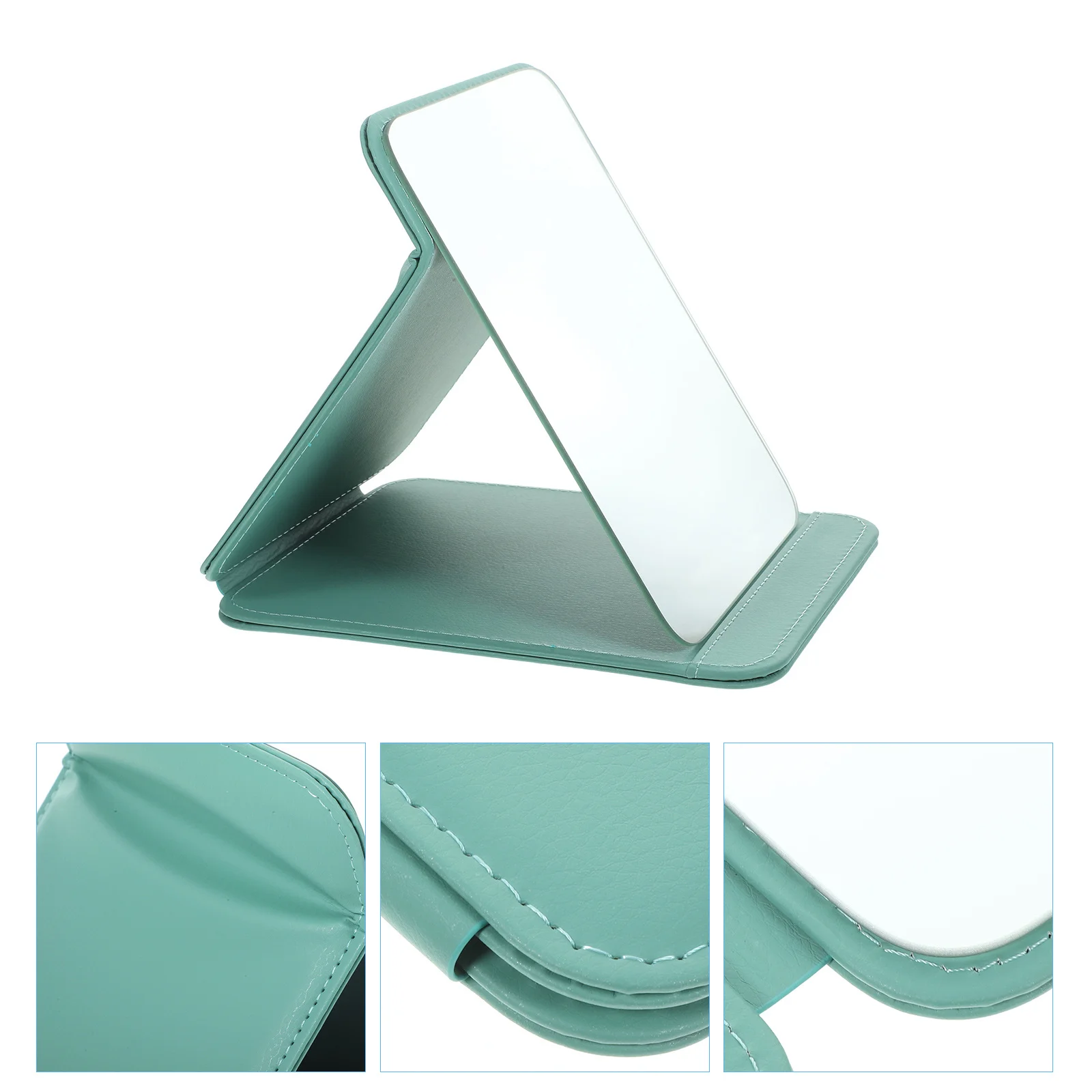 Espejo de maquillaje plegable elegante, Base estable de construcción de PVC PU resistente para escritorio, dormitorio, tocador, diseño ligero y apto para viajes