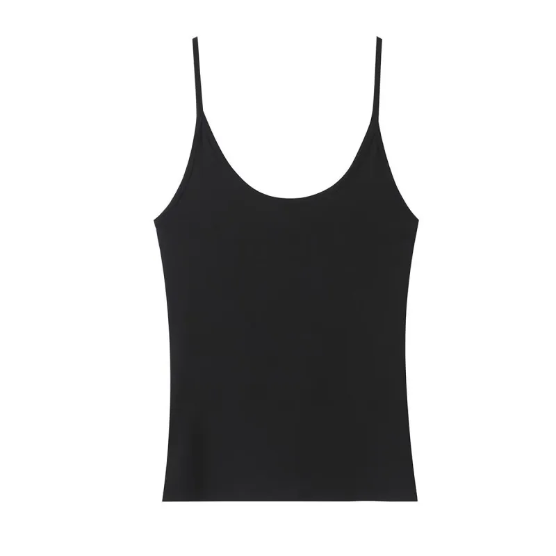 Women's Sleeveless Slip Top, Round Neck Cami Tank, Basic Straps Vest, Casual Summer Beach Vacation Outfit