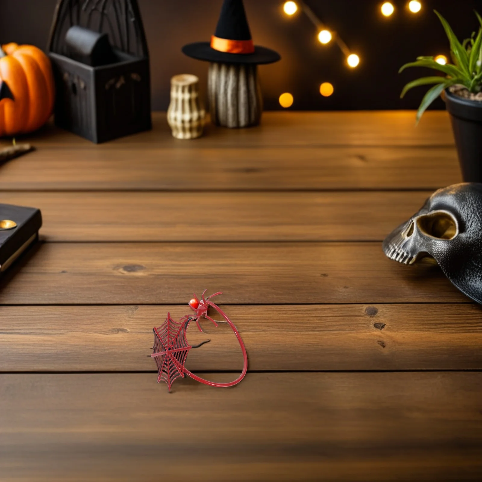 

6 Pcs Napkin Ring Metal Holder Halloween Spider Rings to Open Red Spooky Holders