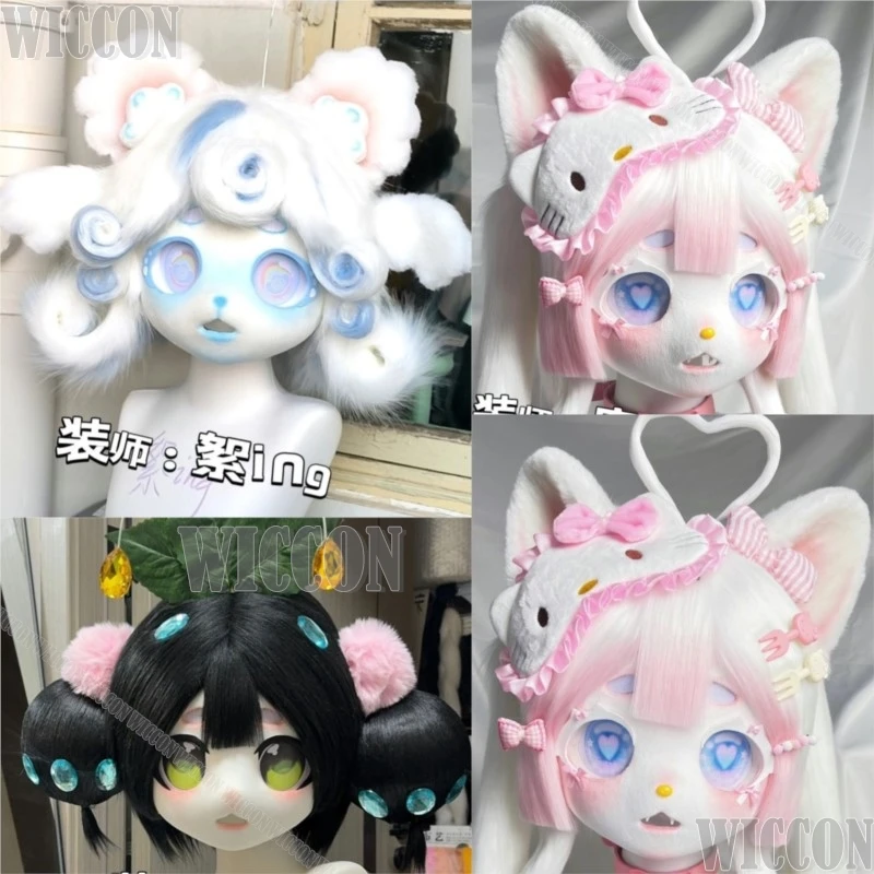 

Kigurumi Furry Skull Mask Fursuit Kig Cosplay 3D Print Mask Women Girl Furred Costume Cute Outfit Holloween Roleplay Customized