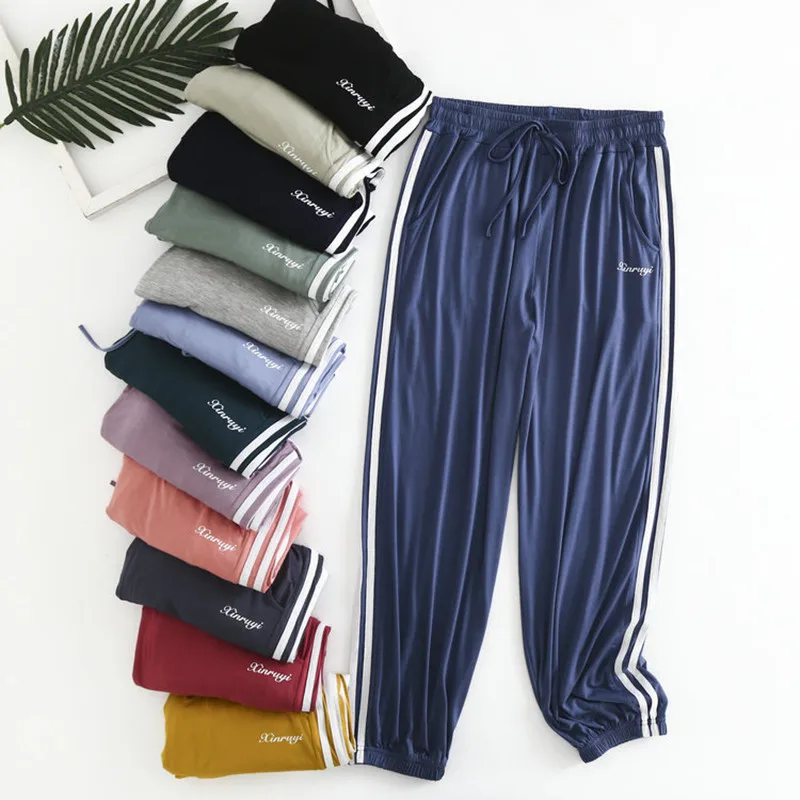 Fdfklak Spring Fall Women Anti-Mosquito Pant Summer Thin Loose Legging Bloomers Modal Home Pants Outer Wear Pajamas Trousers