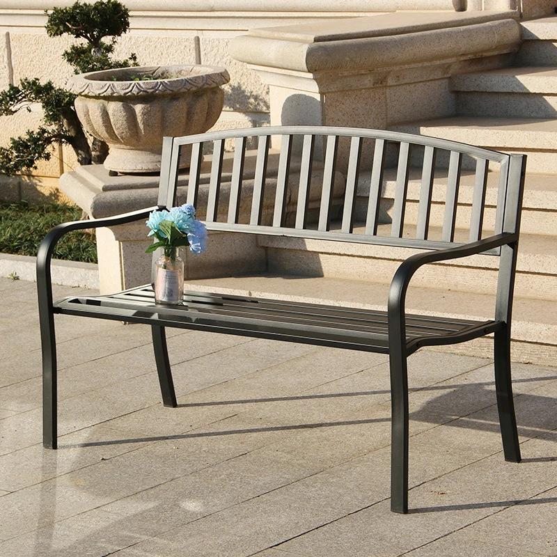 Park Chair Bench Outdoor Bench Bench Leisure Outdoor Seat Patio Long Chair Wrought Iron Back Balcony