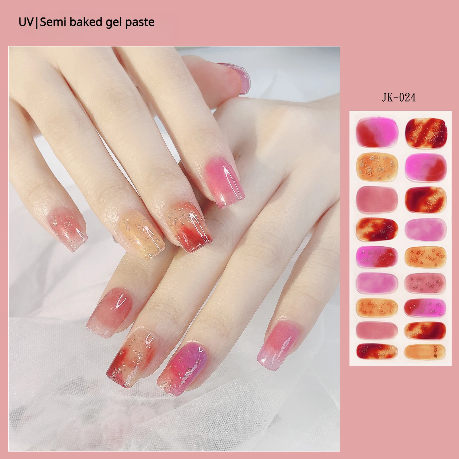 1 Vel Semi-Uitgeharde Gel Nagels Sliders Manicure Decor Voor UV Led Lamp Zelfklevende Nail Art Decoratie Tips Mode Nagelsticker