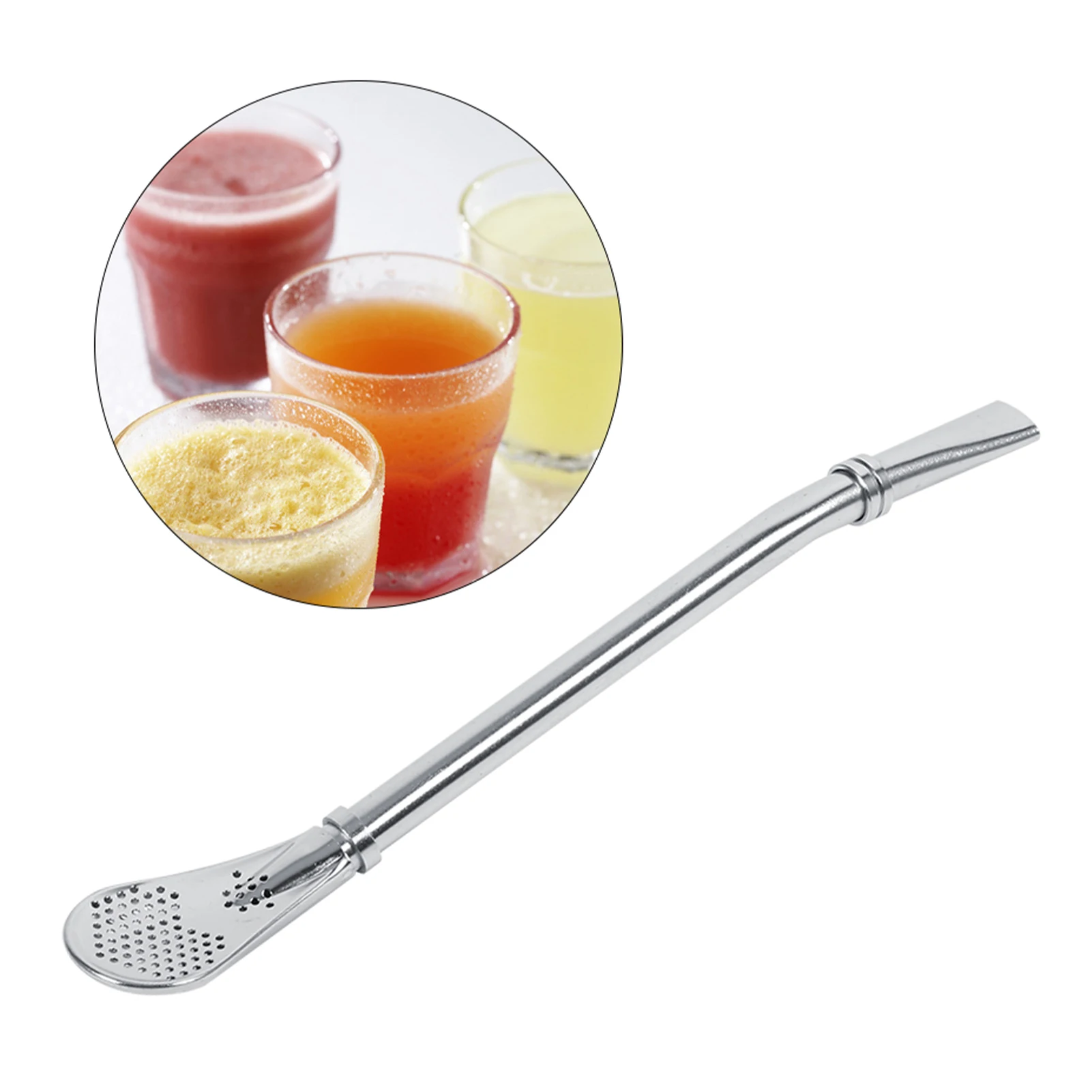 Yerba Mate Drinking Straw Dependable Stainless Steel Yerba Mate Tea Gourd Bombilla Drinking Straw Filtered Spoon Silver