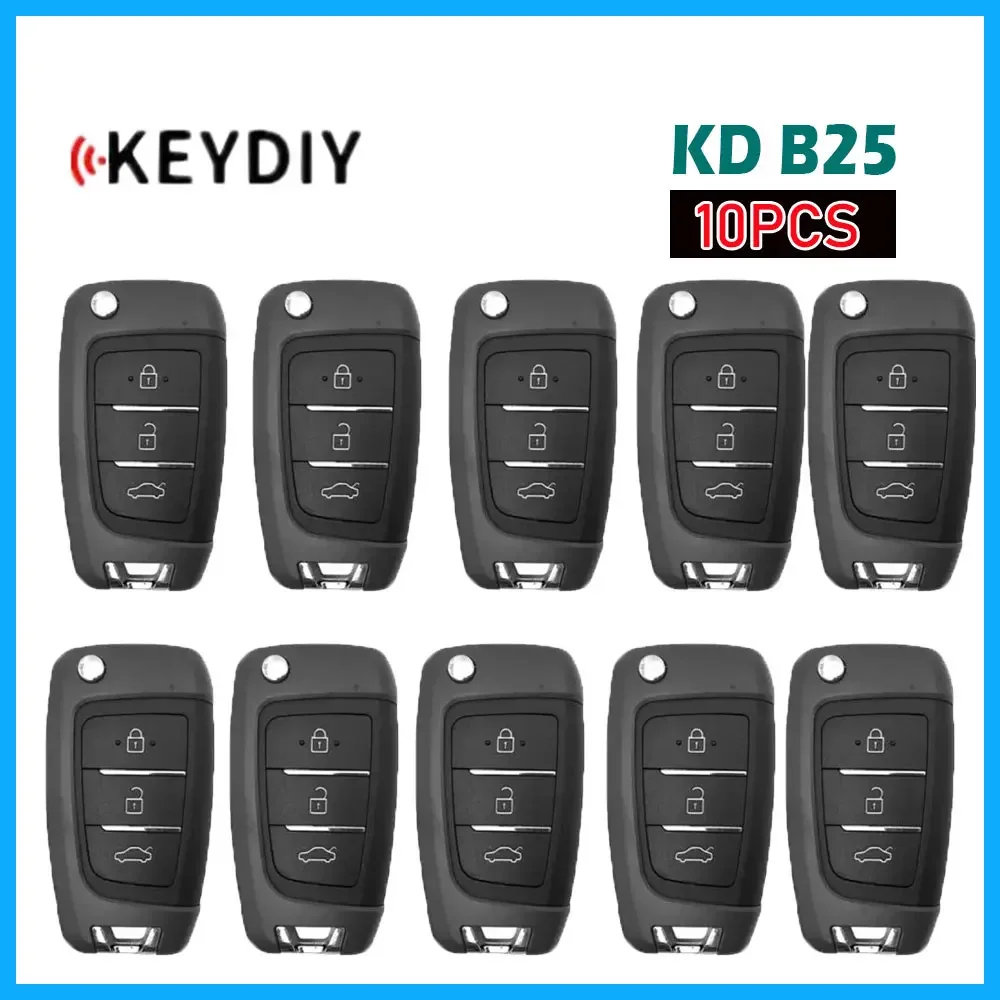 10pcs KEYDIY KD B25 Universal Car Remote Key 3 Buttons Multifunctional Car Remote Key for Hyundai Style KD300 and KD900 URG200