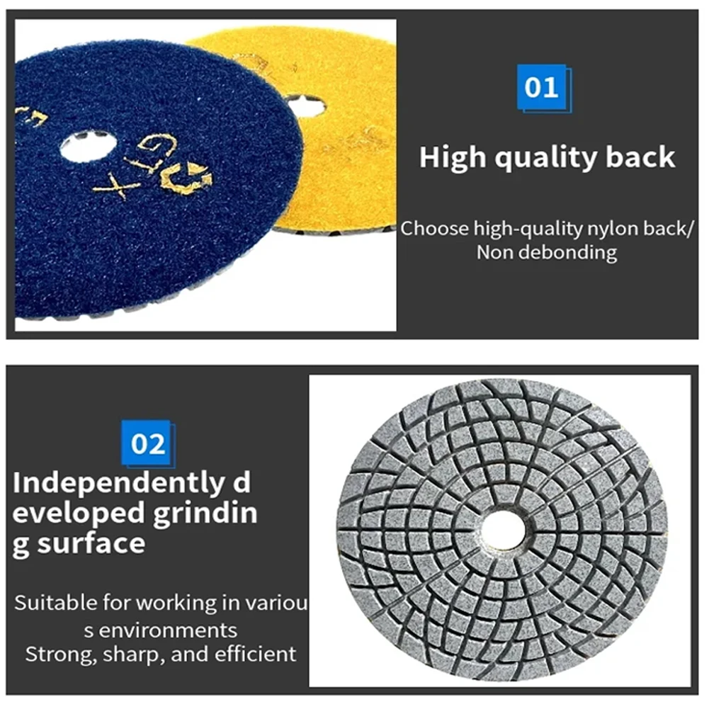 2 Pcs 100mm/4inch Diamond Polishing Pad 50-500 Grit Wet Buff Disc Abrasive Buffing Disc for Granite Stone Concrete Marble