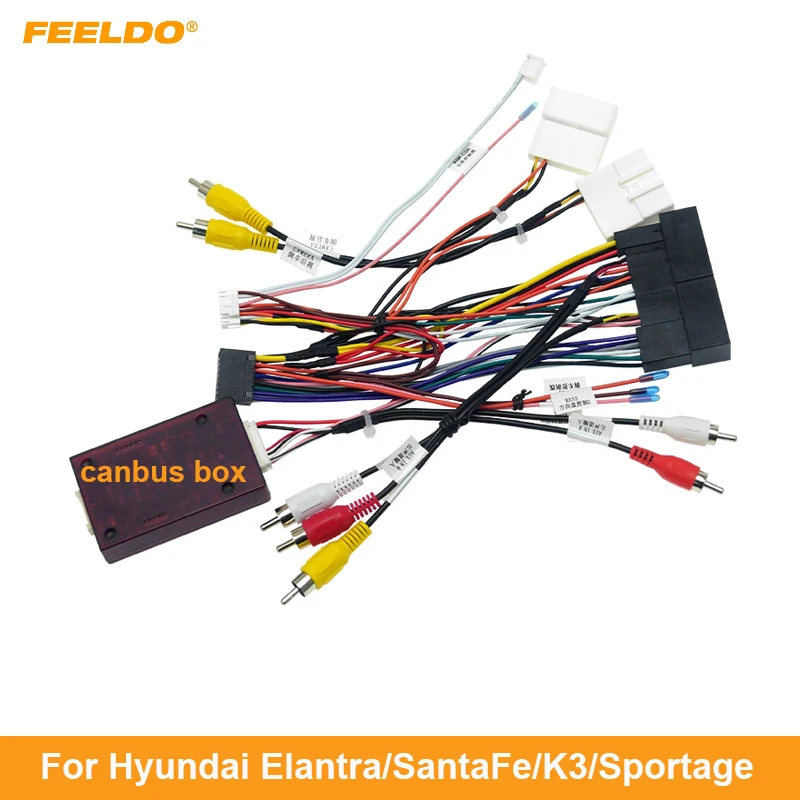 

FEELDO Car 16Pin Stereo Wiring Harness Support For Hyundai Elantra/SantaFe/K3/Sportage/Sorento With OEM SPDIF Amplifier