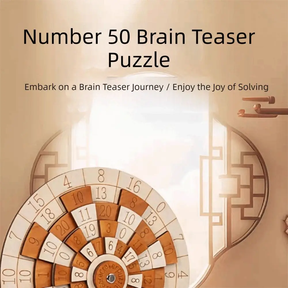 Round Turntable Number Puzzle Difficult Math Game Wooden Digital Wooden Puzzle Creative Design Classic Number Brain Teaser