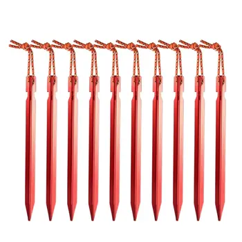 10Pcs/lot 18cm Aluminum Alloy Tent Takes Pegs Heavy Duty Travel Outdoor Camping Accessories Tarp Ultralight Nails Ground Peg 1