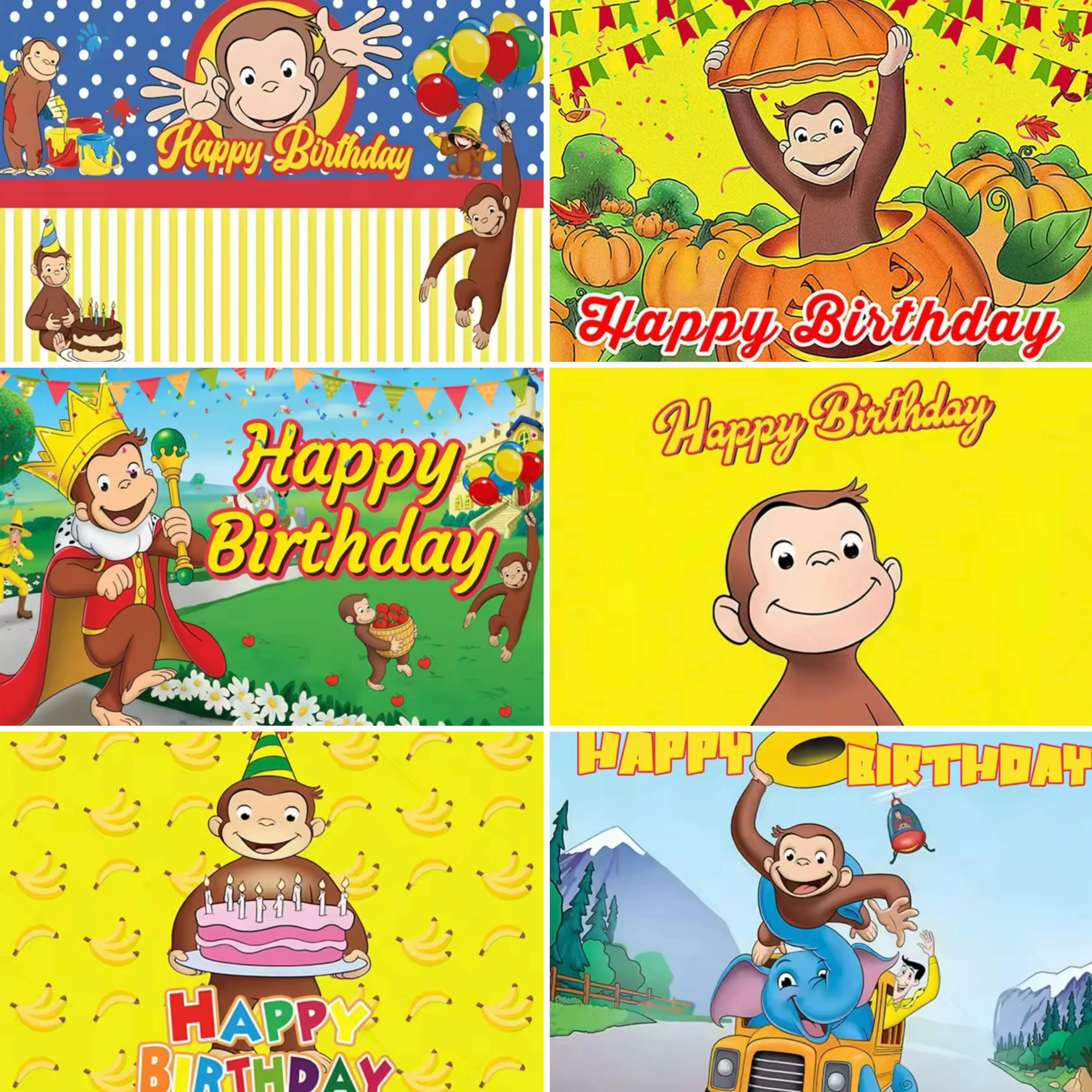 

Cartoon George Monkey Background Cute Children Birthday Party Banner Decoration Supplies Baby Party Gifts Photo Shoot Prop