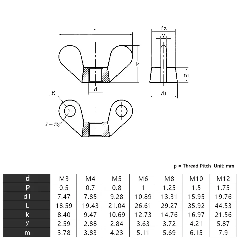 304 Stainless Steel Wing Nuts Butterfly Nuts M3 M4 M5 M6 M8 M10 M12 Wing Nuts Hand Tighten Wingnuts Butterfly Nut DIN315