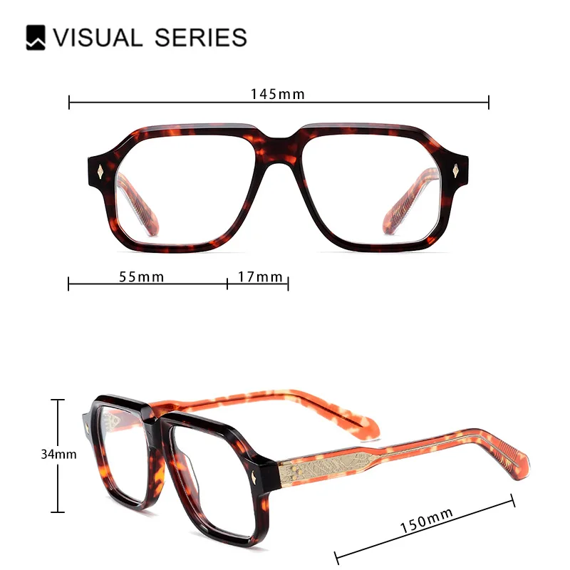 

Винтажные ацетатные оптические очки-пилот, квадратная большая оправа, очки по рецепту для мужчин и женщин, очки для чтения с защитой от синего света