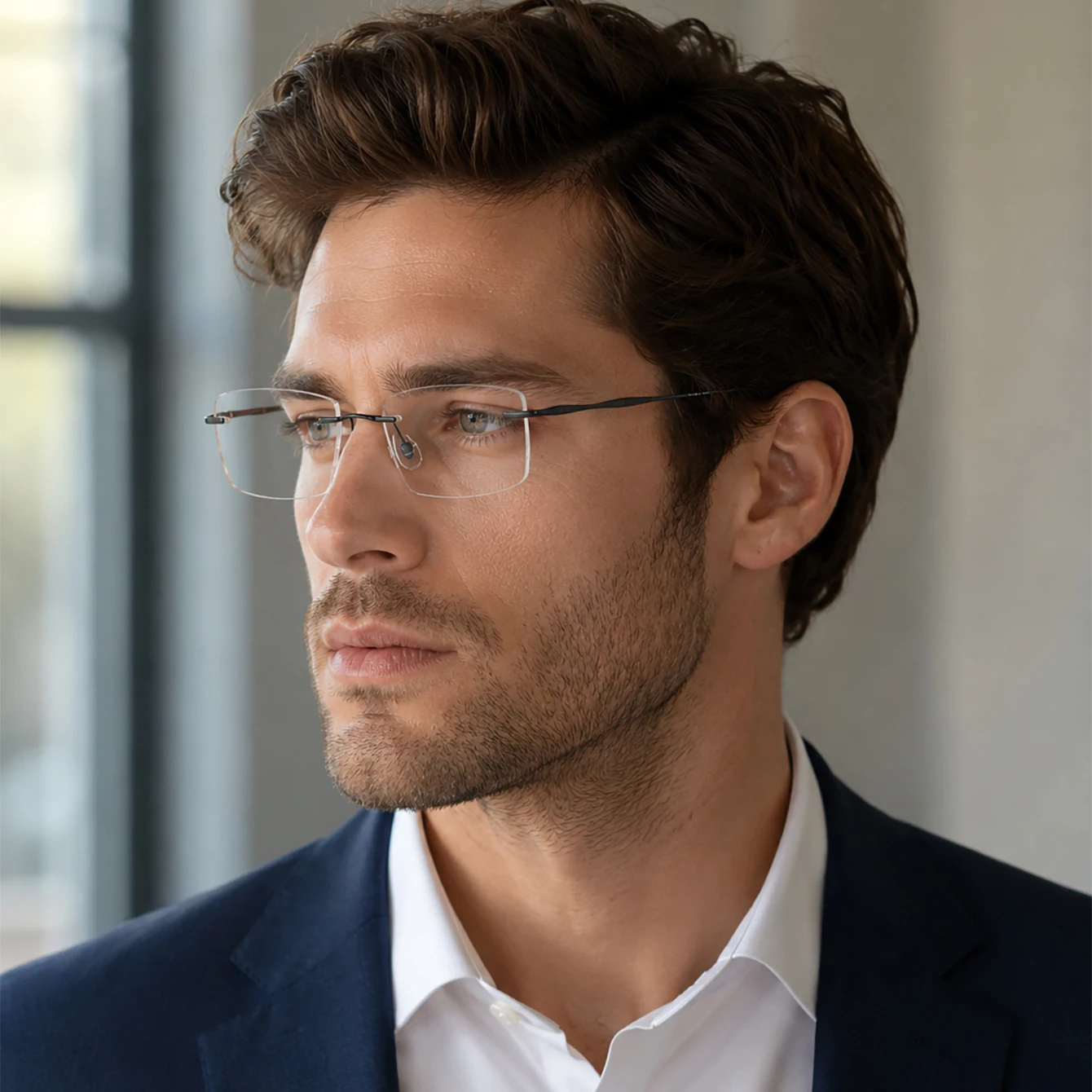 Lunettes anti-lumière bleue carrées ultra-fines sans monture, légères, sans prescription, pour hommes et femmes, usage quotidien, 1 pièce