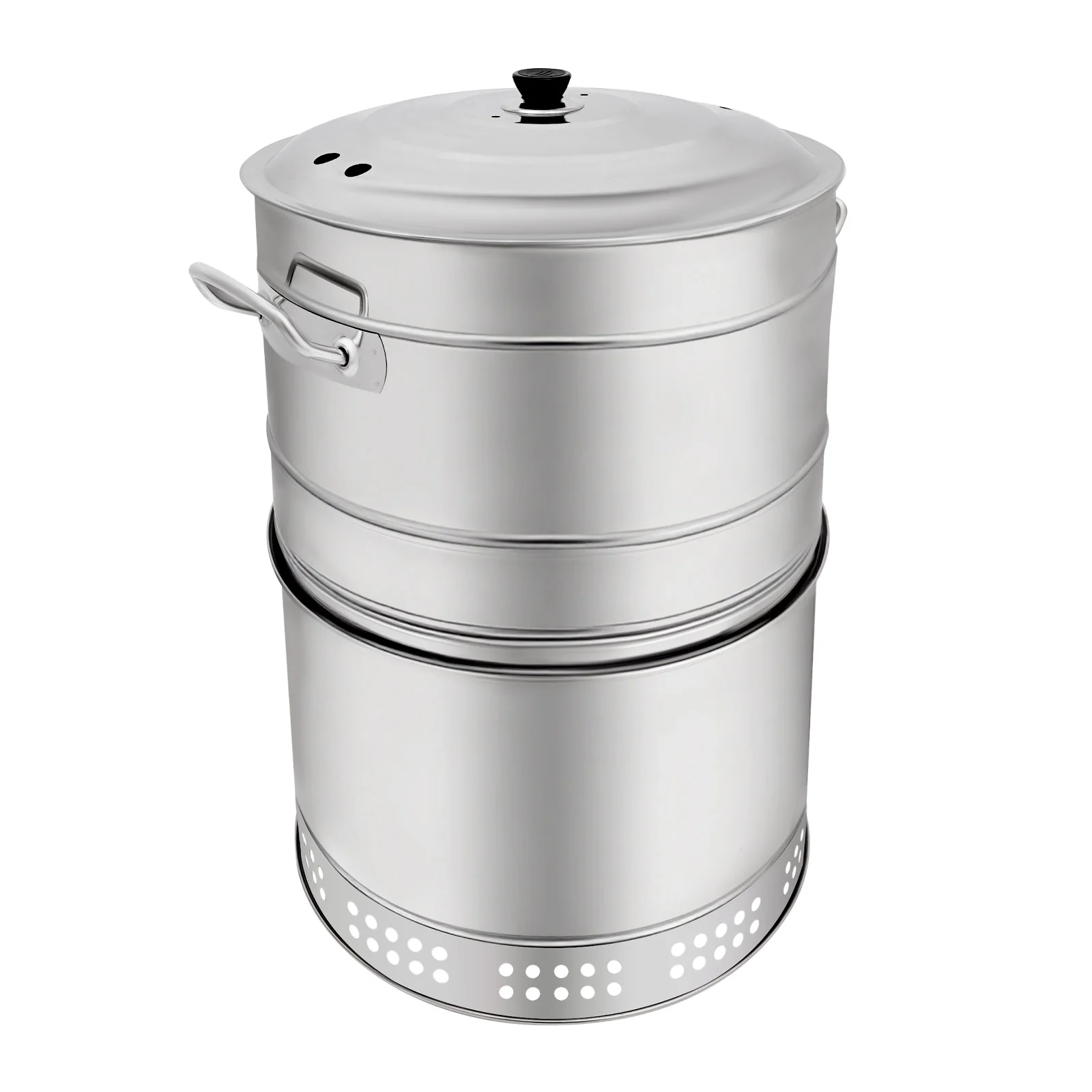 

Freestanding Stainless Steel BBQ Grill, 360° Heating, Dual Grilling Modes, 201 Stainless Steel, Large Capacity BBQ Barrel for Outdoor Party, Travel, Family Gathering (Silver)