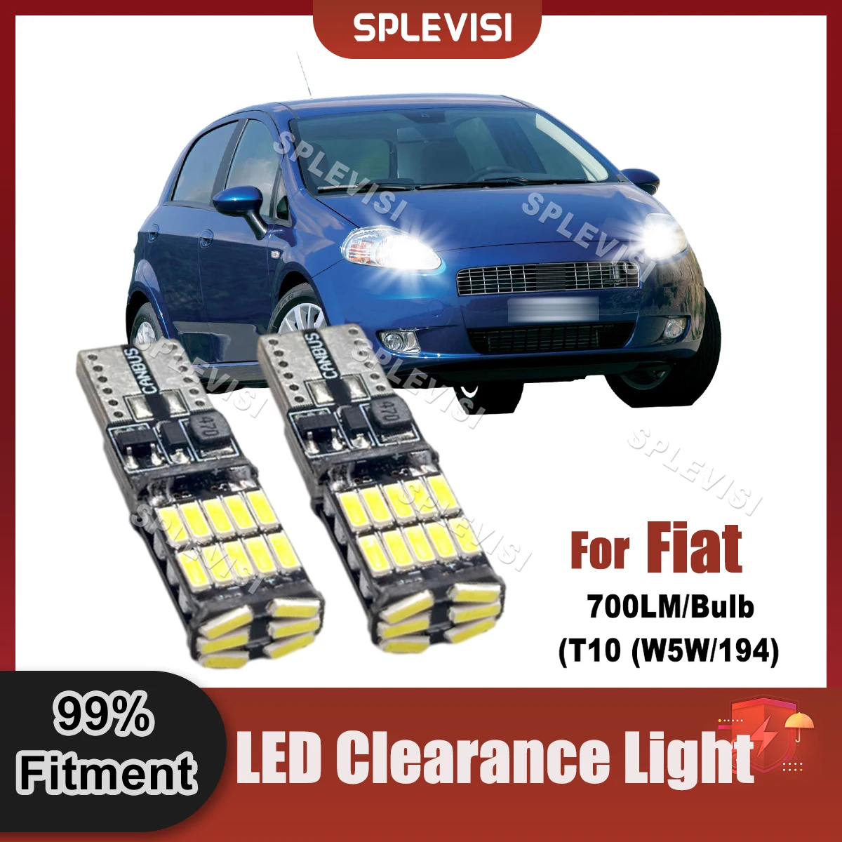 

2x LED Clearance Lamp Light Canbus Bulb T10 W5W/194 HID White Replace For Fiat Grande Punto Palio Freemont Bravo Croma Panda