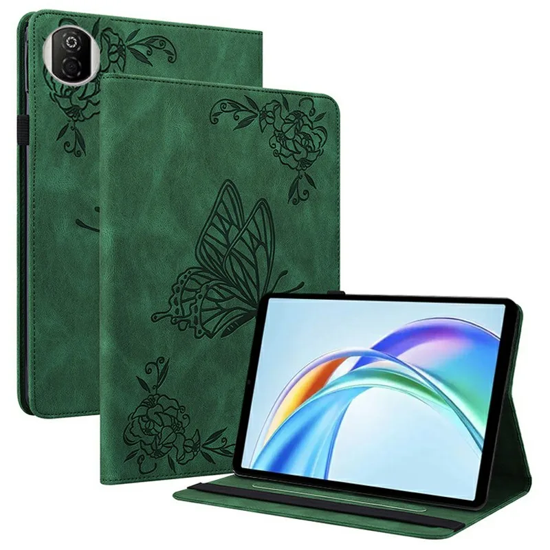 

Чехол для Honor Pad X7 с бабочкой и цветочным принтом, чехол для планшета из искусственной кожи с отделениями для карт - зеленый