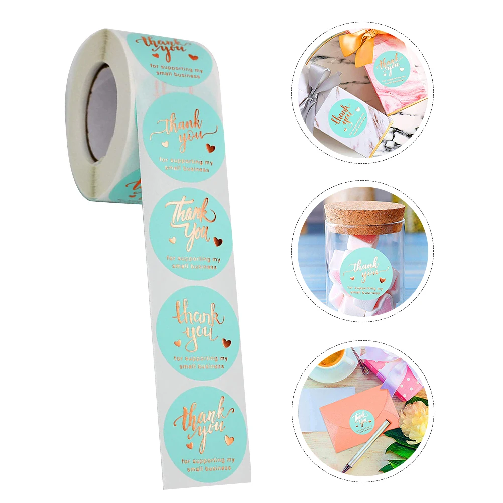 

500 Pcs Roll Thank You Sticker Gift Decorative Sealing Round Label Blue Bag 1 5inch 38mm Kraft Paper Adhesive