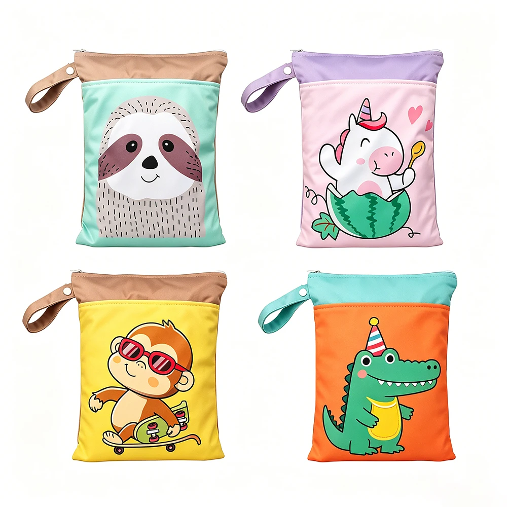 

25 * 35cm Cartoon Cute Dry Wet Separation Storage Bag Printed Waterproof Clothing Storage Bag Travel Storage Bag