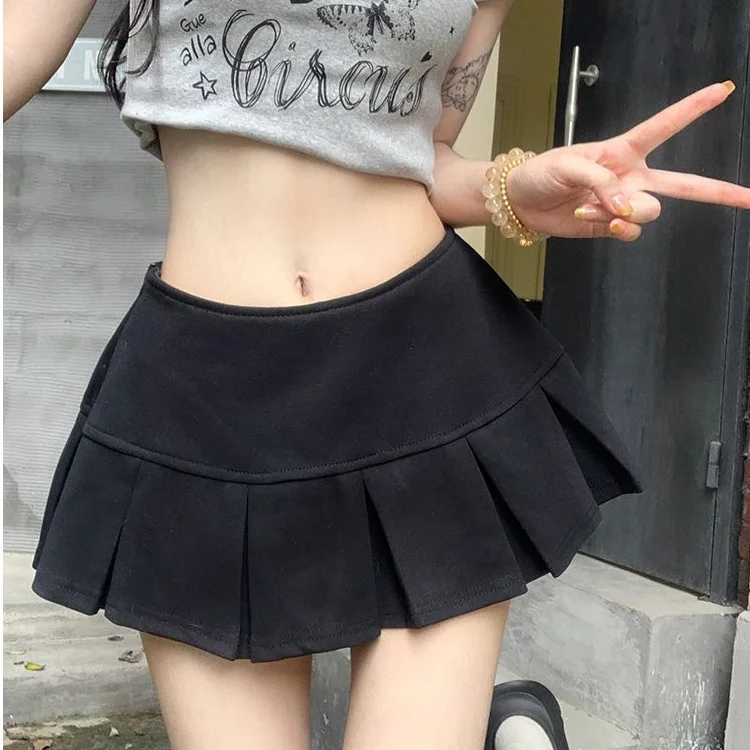 

American Style Sexy Low Waist Skirt Women Summer 2026 New A-Line Skirt Anti-Light Sport Pure Desire Pleated Skirt