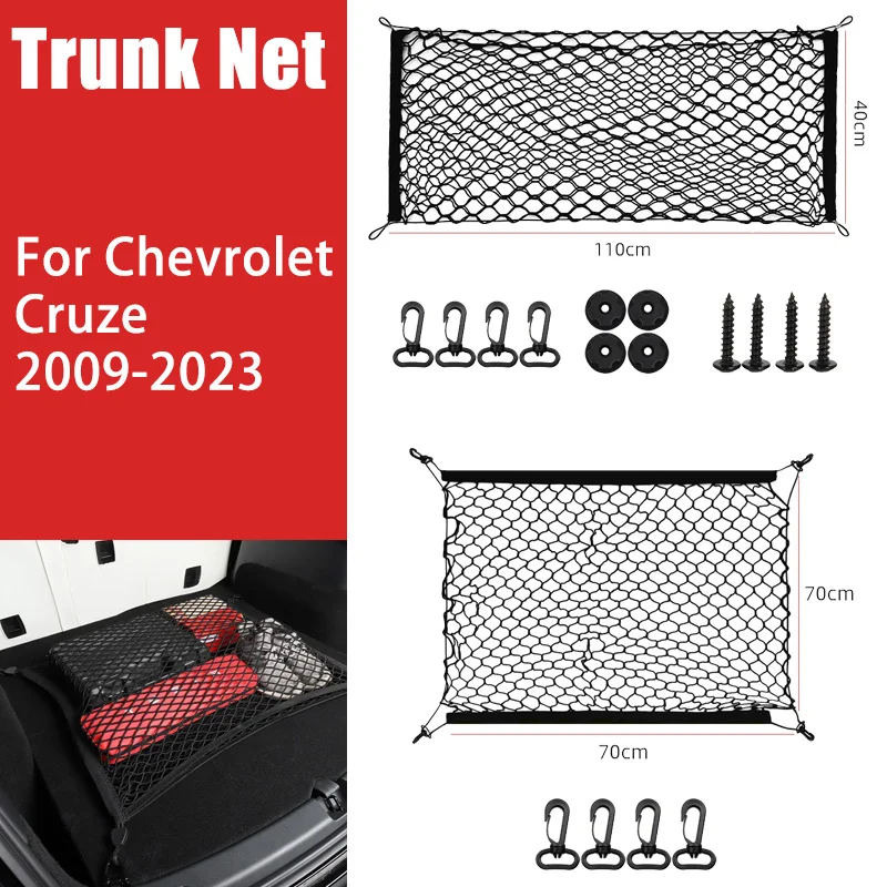 

Car Trunk Net for Chevrolet Cruze 2009-2023 2010 2011 2012 Black Rear Cargo Storage Organize Elastic Pocket Mesh Car Accessories