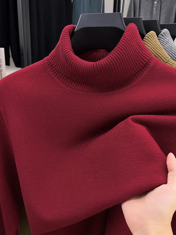 

LARSERE Wool Blend High Collar Knitwear Men's Casual Base Layer irt Faionable Autumn Winter Thiened Soft Polyester