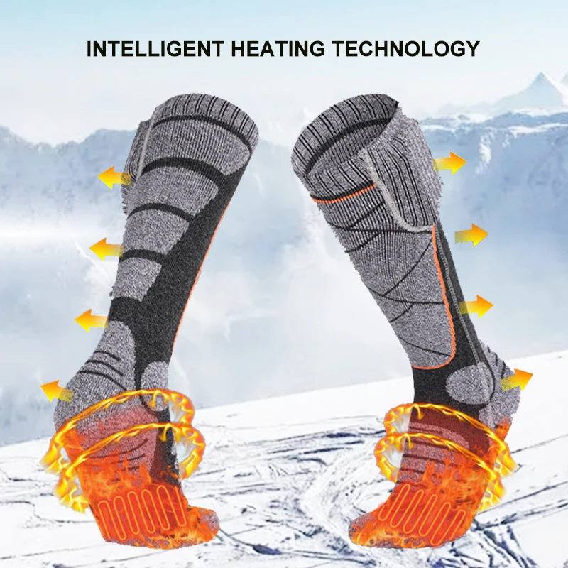 Ski Heating Socks Remote Control Motorcycle Rechargeable Battery Winter Thermal Thick Stockings Men Heated Socks