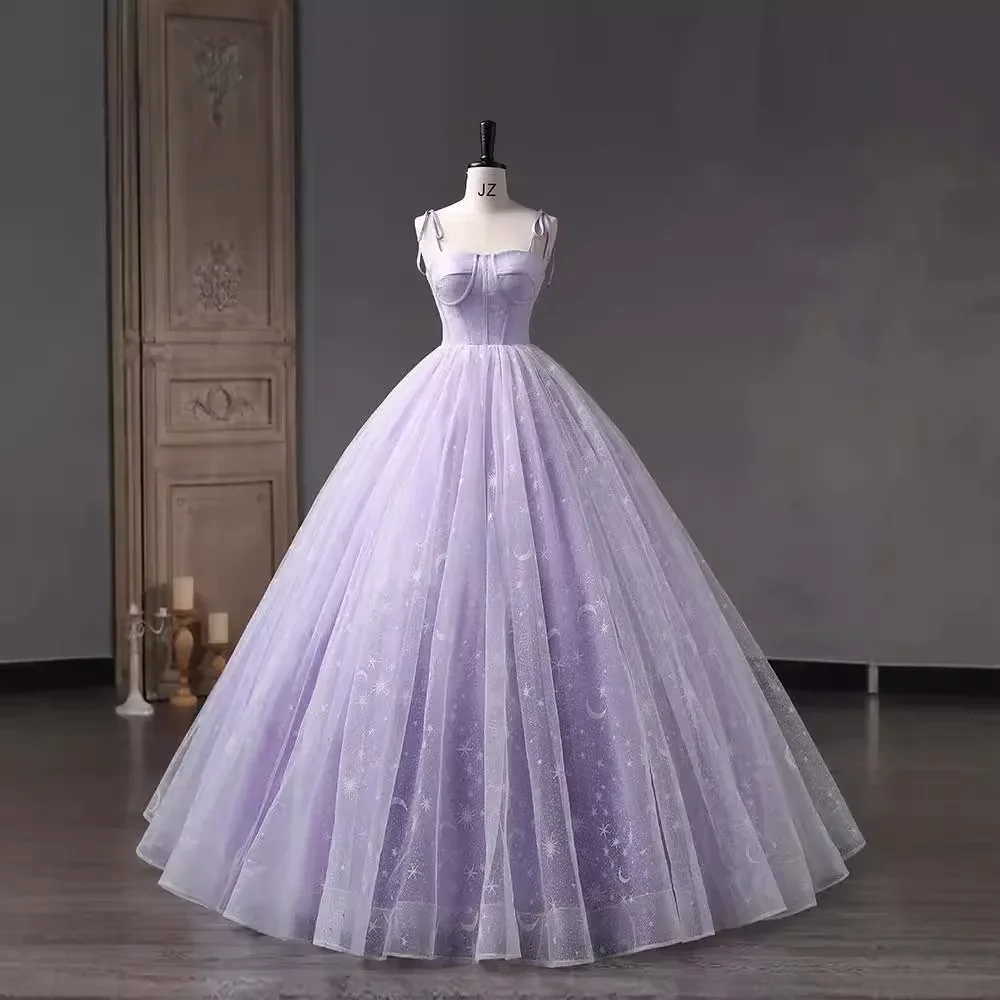 

Сиреневое блестящее платье для Quinceanera, женское платье на тонких бретельках, женское кружевное платье с аппликацией, милые платья 16 лет