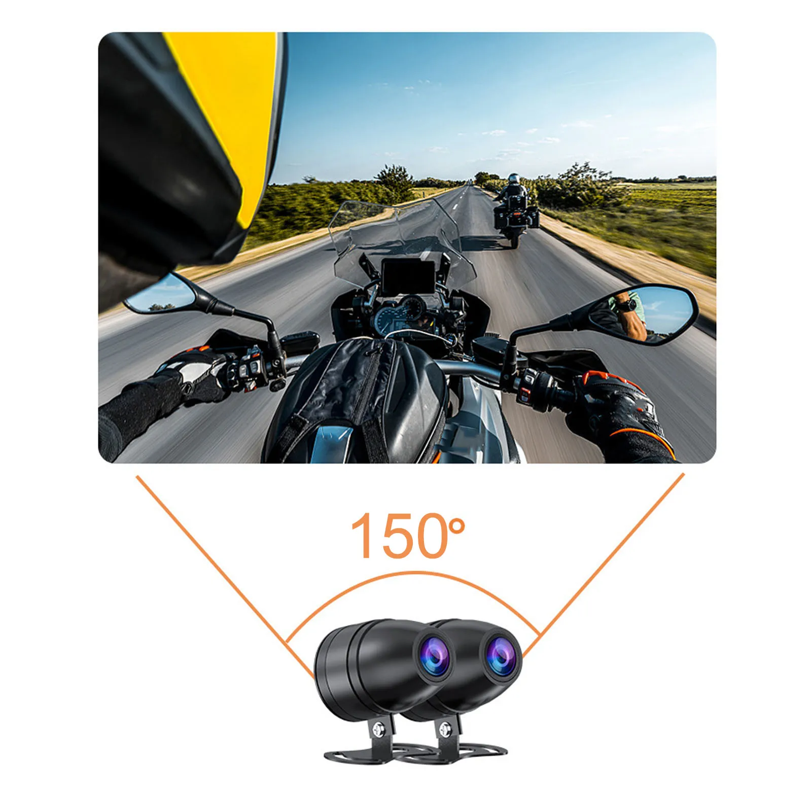 دراجة نارية داش كاميرا عدسة مزدوجة الأمامي والخلفي 1080P 3in IPS شاشة IP67 مسجل قيادة للرياضات النارية #6