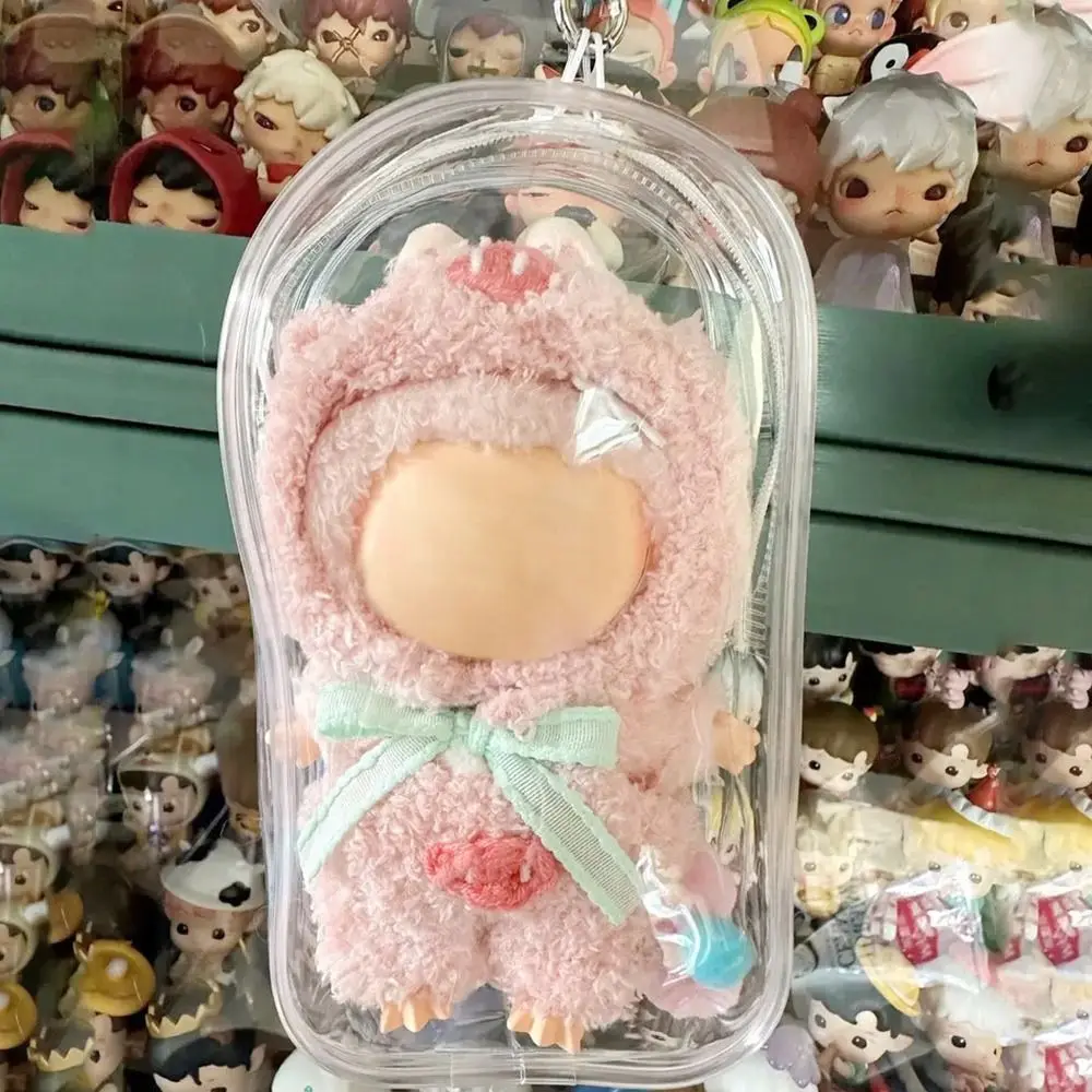 18cm Cotton Doll Bag 17cm Labubu Enamel Thickened High Transparency Doll Bag Cute Protection Stroller Dust Storage