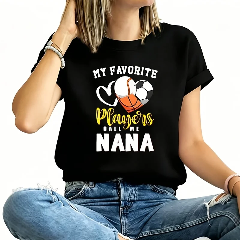 Nana My Favorite Baseball Soccer Basketball Players Call Women's Plus Size T-Shirt 100% Cotton 220g