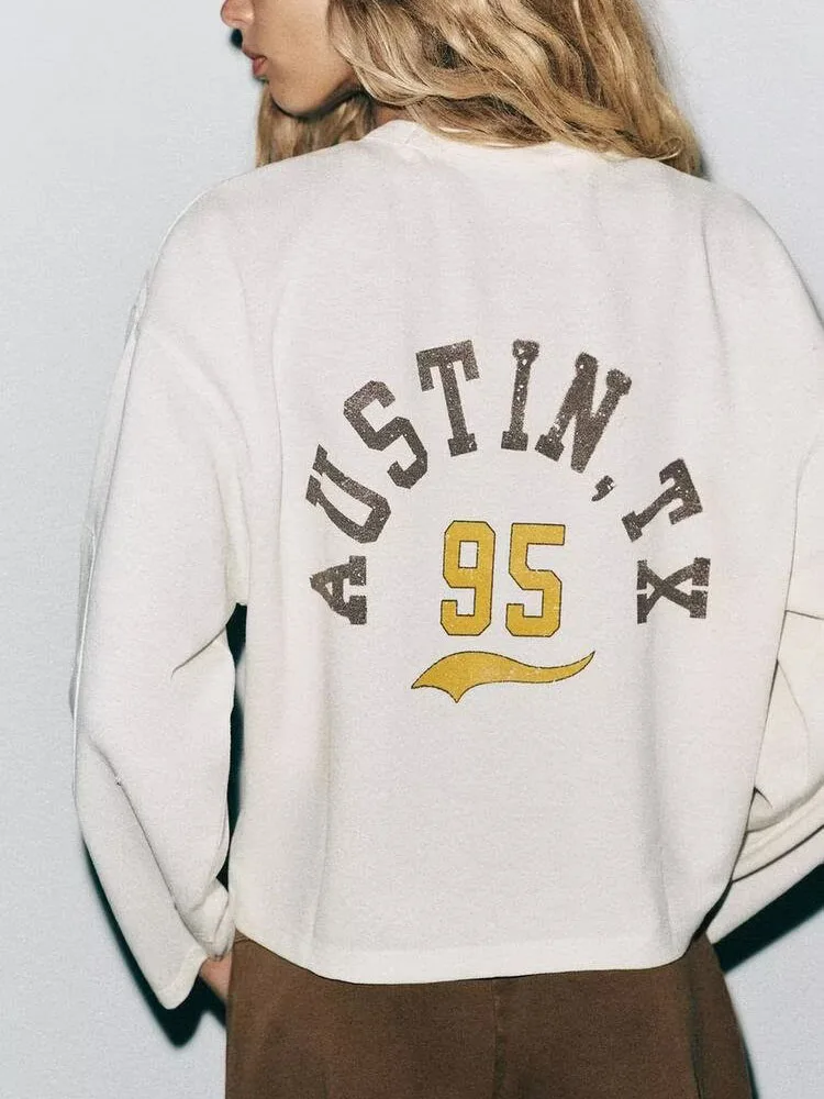 Fall 2025 New Arrival Women's Casual Printed Long Sve round Ne Sweatirt Comfortable Faionable Streetwear Sle