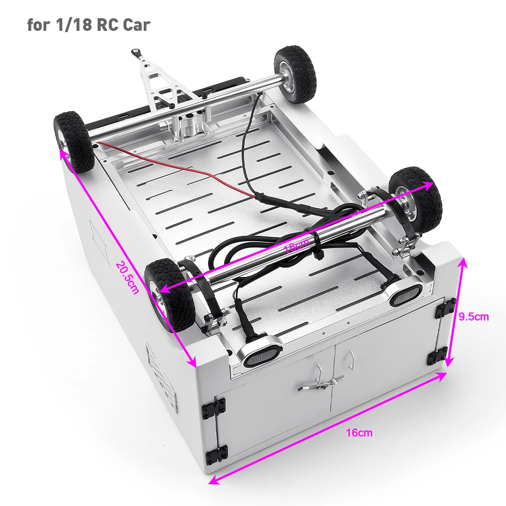 Mibidao simulação de metal rc engate montagem caixa funil reboque para 1/18 1/10 rc carro atualização peças acessórios
