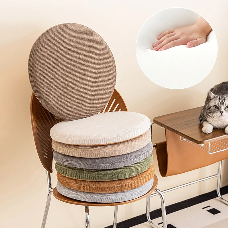 

Slow Rebound Memory Sponge Circular Solid Color Simple Style Dining Chair Cushion Living Room Office Essential for Student Party