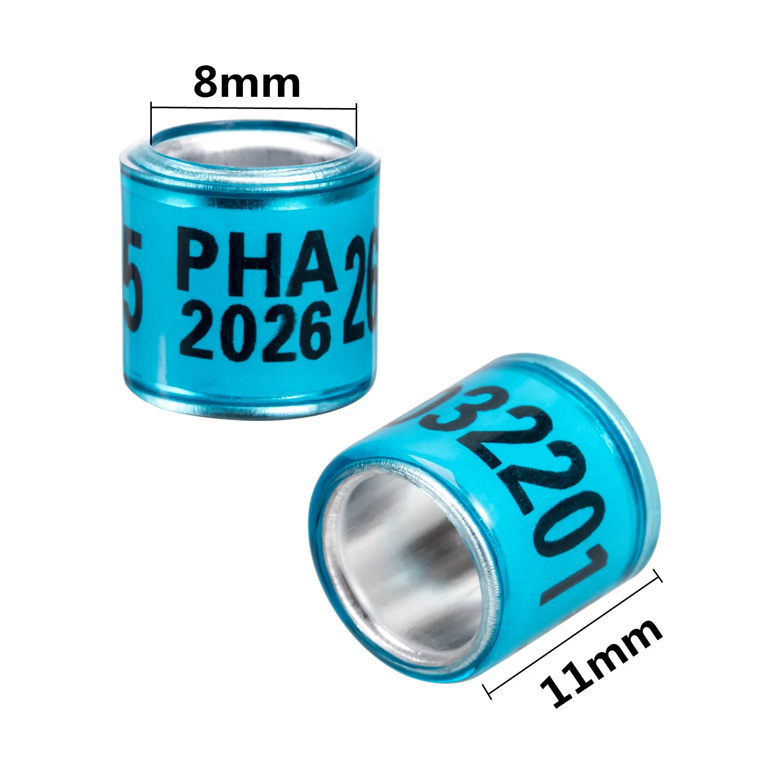 PHA 2025/2026 Pigeon Foot Ring ID 8mm With Numbers Aluminum Plastic Racing Pigeon Outdoor Training Marking Ring 60 Pcs