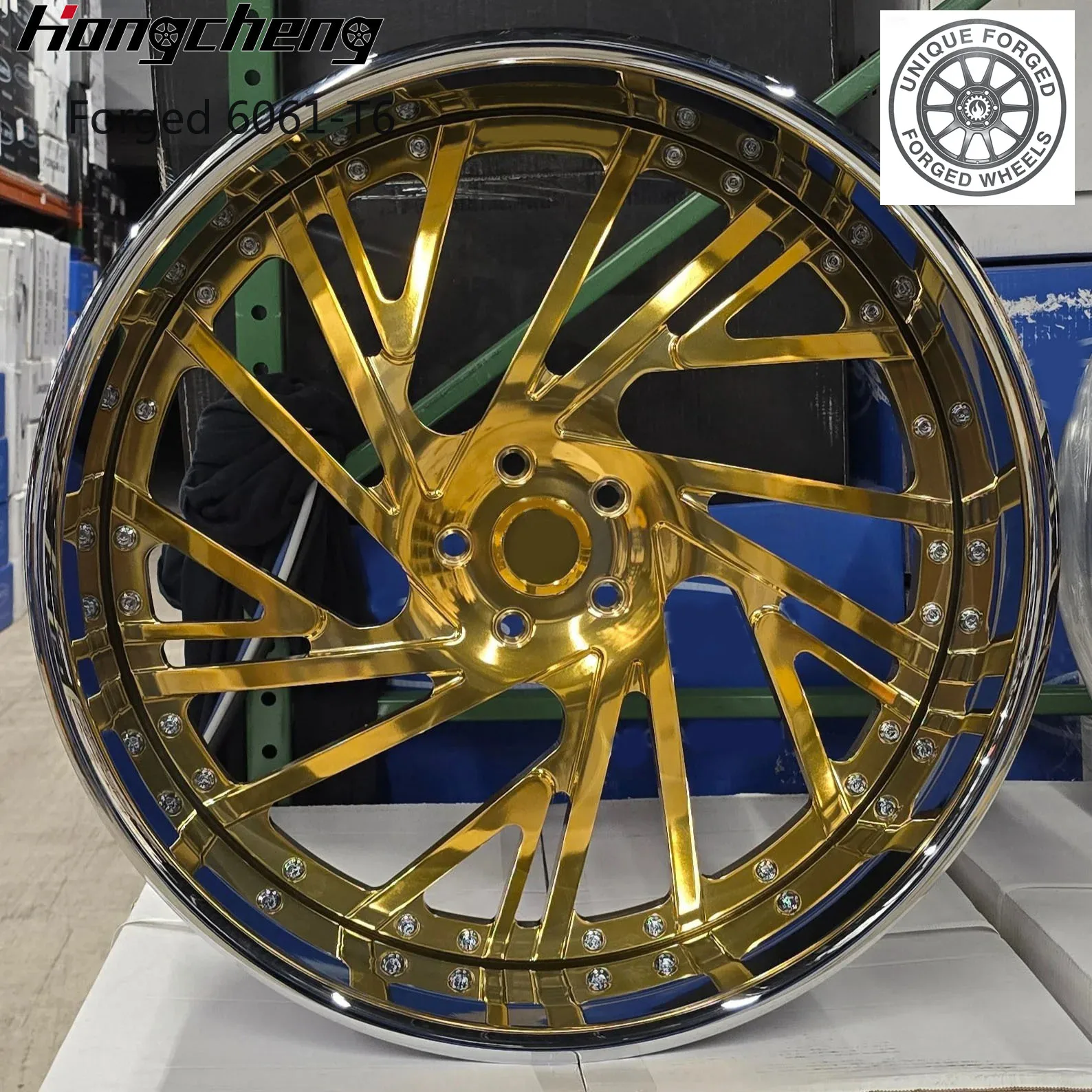 

26 Style 2 Piece 18 19 20 22 23 24 26 28 Inch 5x120.65 Gold Plated Chrome Deep Lip Forged Classic Car Wheels