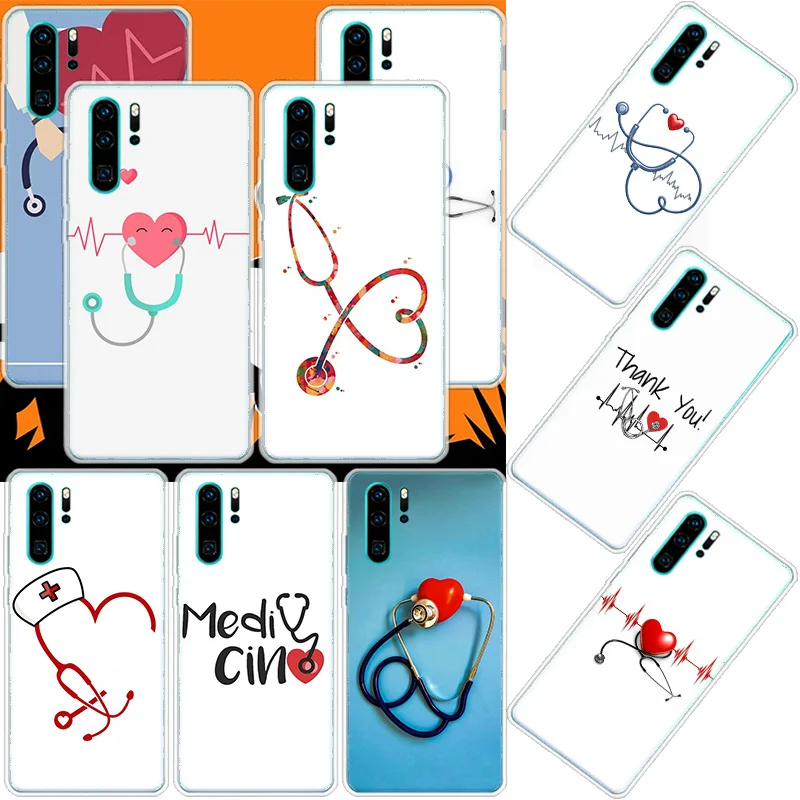 Nurse Medical Stethoscope Phone Case For Huawei Mate 40 Pro 30 20 Lite 10 Huawei P30 Lite P50 Pro P40 P20 P10 Cover Coque