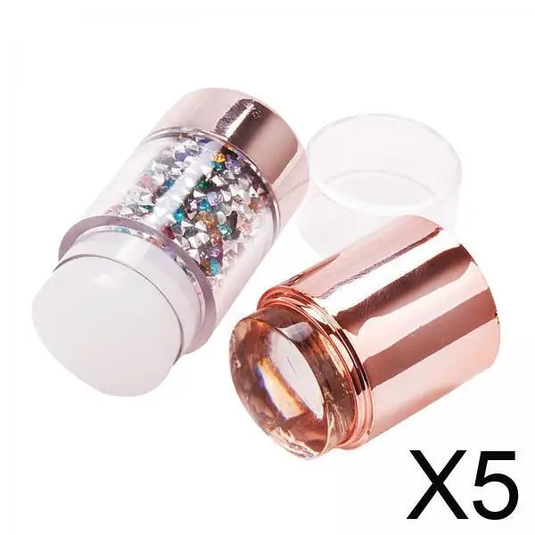 

5x Transparent White Silicone Stamper & , Stamping Image Transfer Tool Set DIY Polish Print Manicure Tools