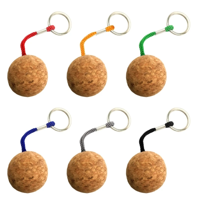 3.5cm Floating Cork Keyring Balls Key Chain, Floatable Soft Ball Keychain Kayak Boats Accessories Diving Key Rings