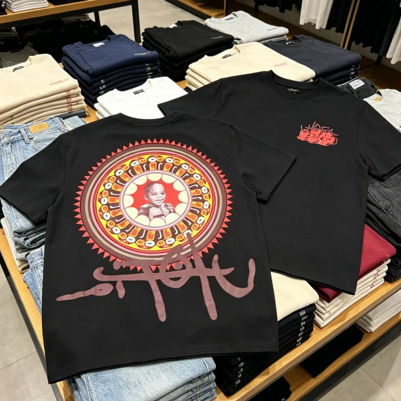 Men Women Summer Breathable Cotton Utopia Tshirts Compass Print Child Pattern Cactus Jack Round Neck Shorts Sleeve Black Top Tee