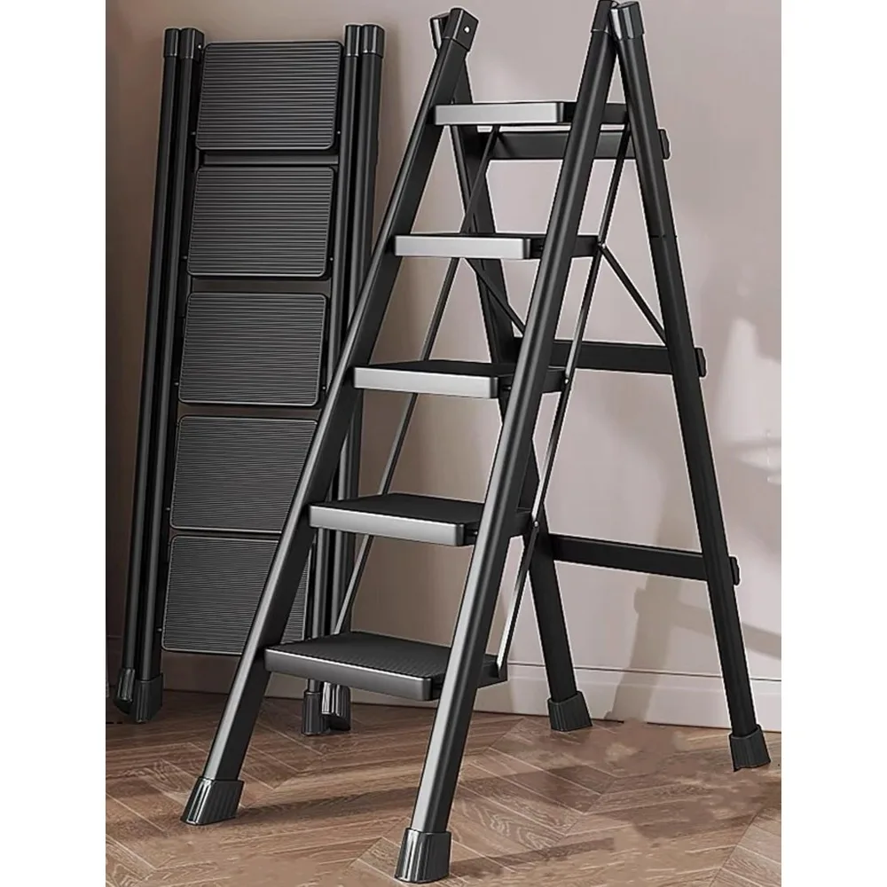 

Step Ladder 5 Step Folding Portable with Anti-Slip Wide Pedal Aluminum Stepladder Lightweight