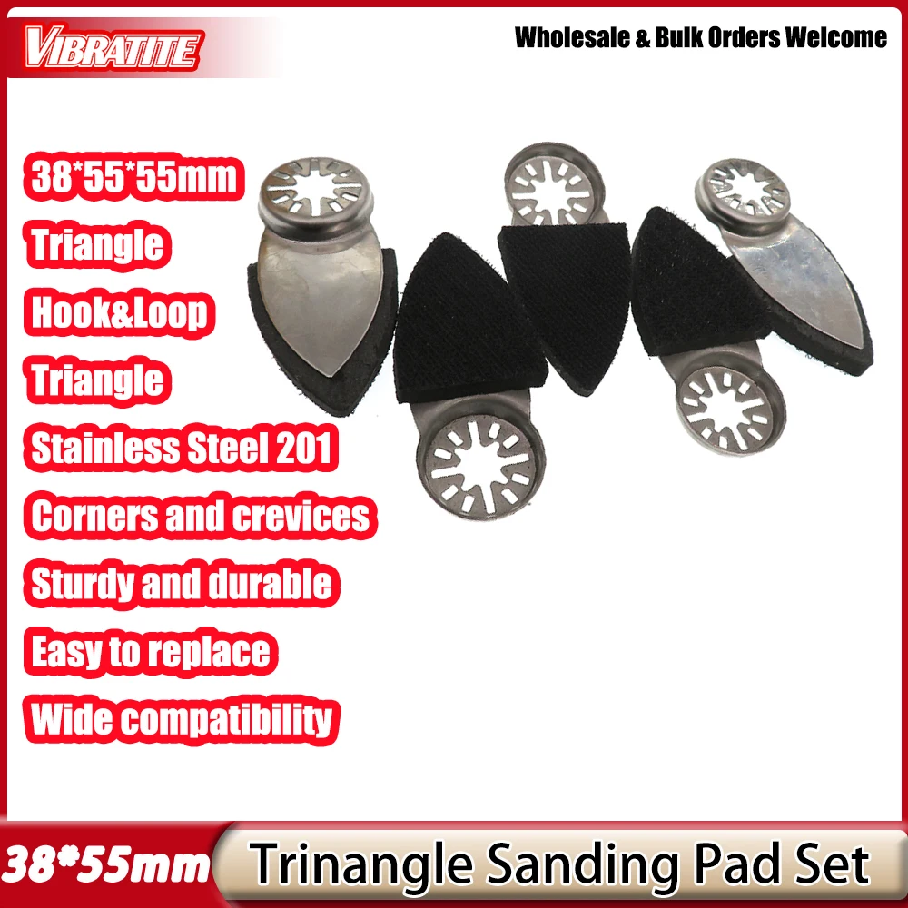 38x55x55 MM Schleifpads mit Klettverschluss für Oszillierende Multifunktionswerkzeuge, Dreieckige Polierpads für Chicago Craftsman Dremel Zubehör