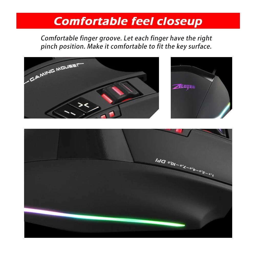 فأرة سلكية ZELOTES C13 بدقة 10 - مراجعة Es5 Esports Rgb Gaming Mouse وسعره