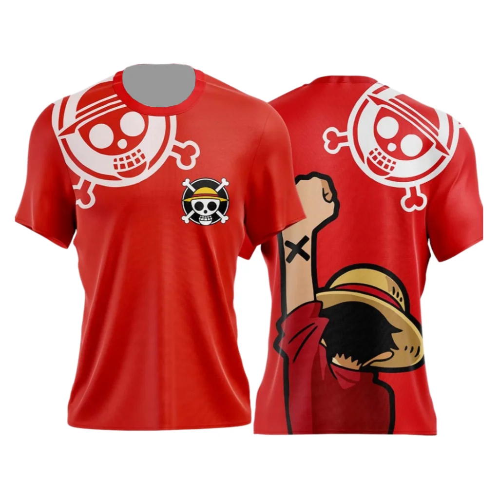 2026 Summer One Piece Luffy Retro Cosplay T-shirt Men's Oversized 3D Printed Short-sleeved Family Unisex Children's Sports Shirt