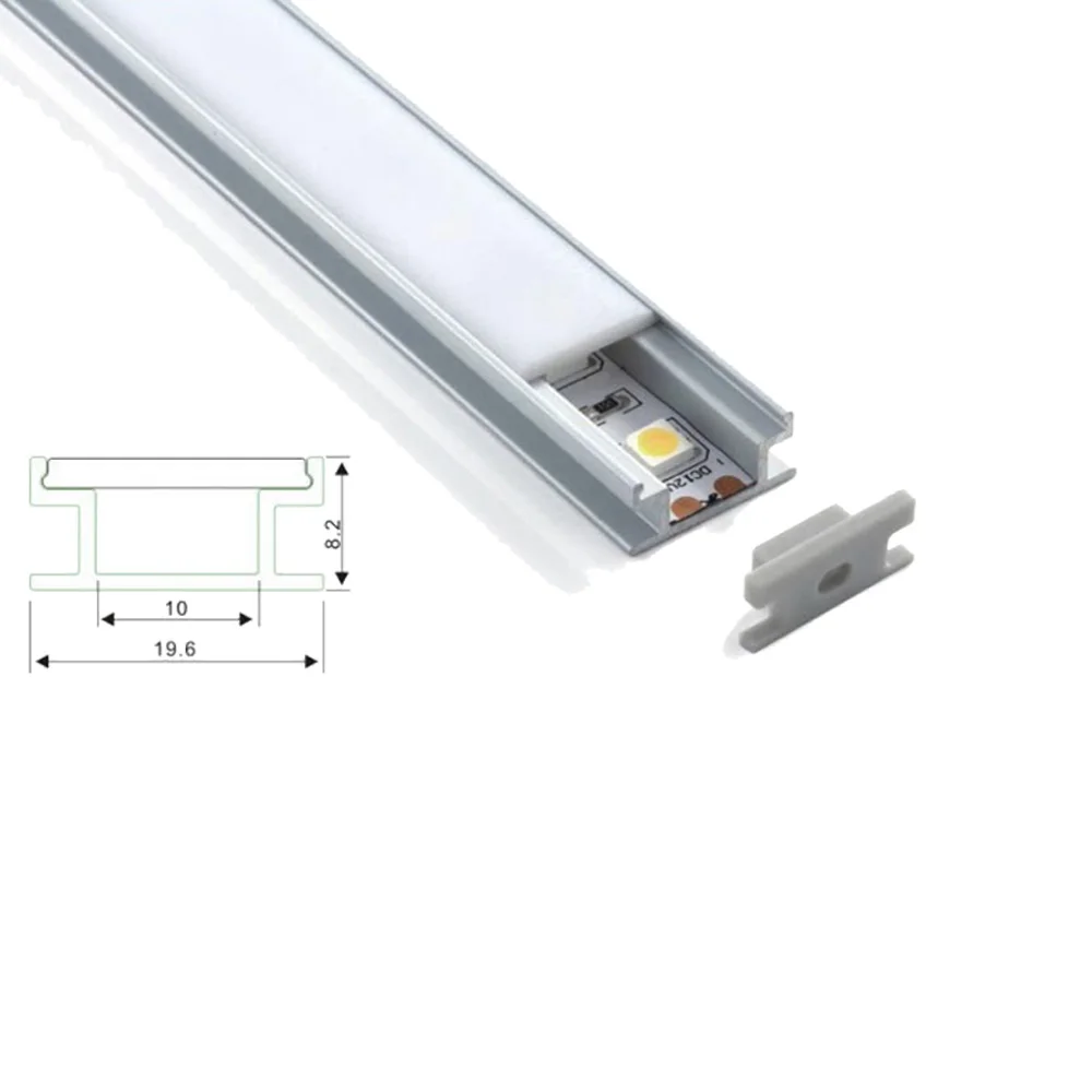 

10 Sets/Lot H Shape Anodized Silver LED aluminum profile AL6063 I type alu led extrusion for Room floor lights