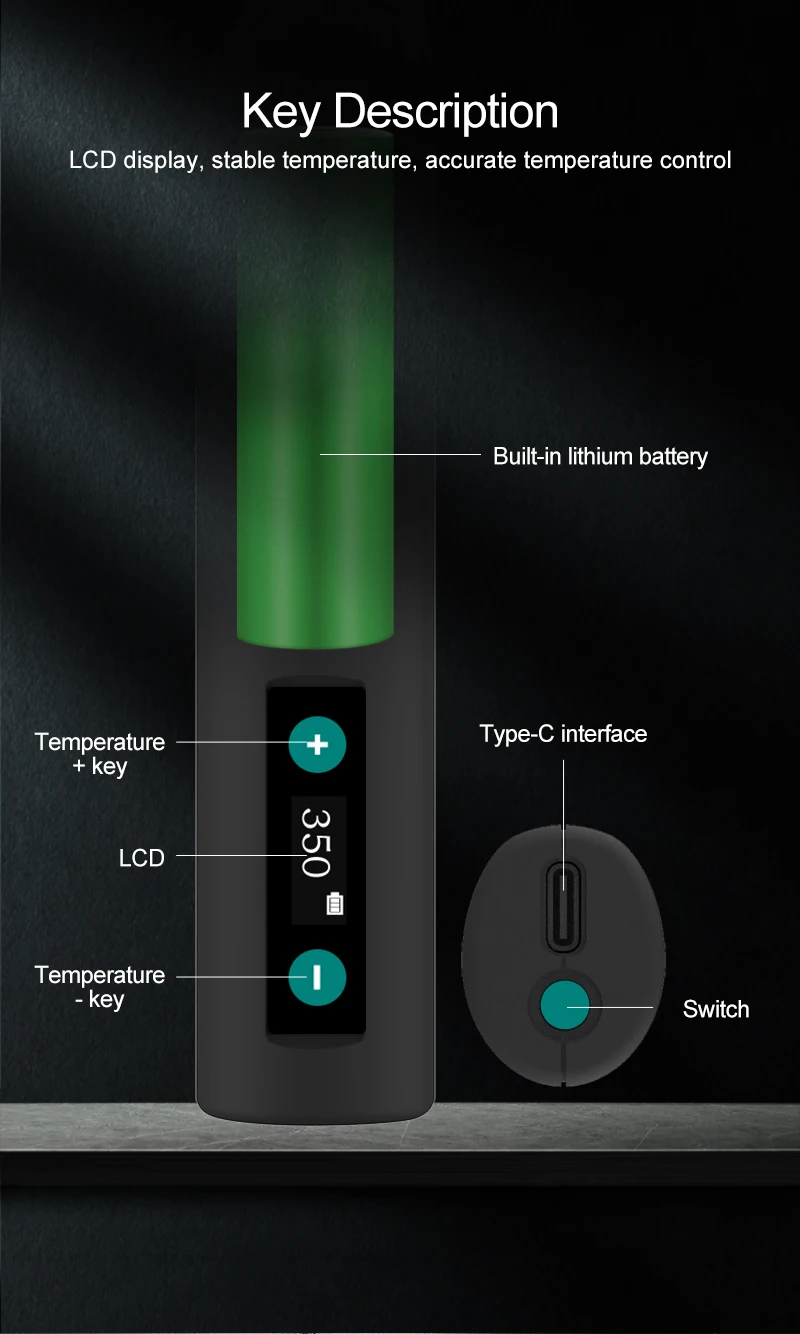 مكواة لحام ذكية محمولة من QUICK TS1، طرف لحام دقيق متكامل، شاشة LCD، درجة حرارة ثابتة، أدوات إصلاح