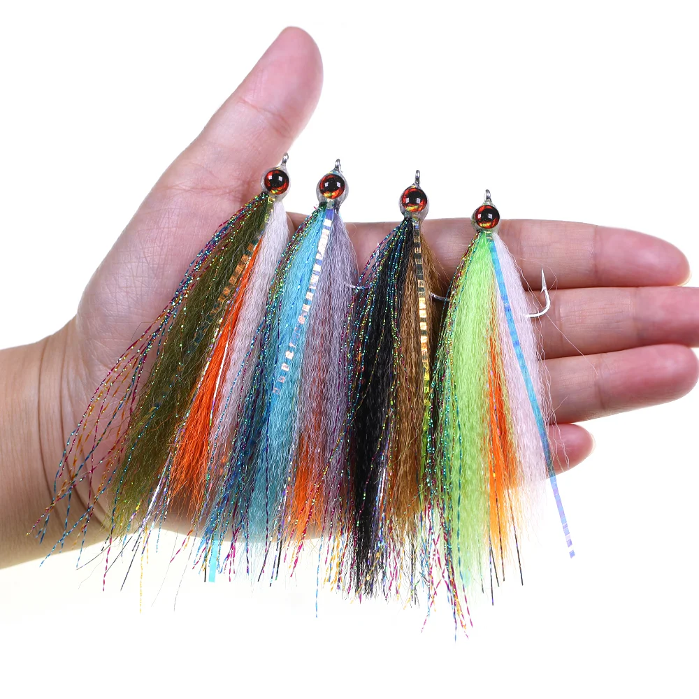 1 Stück/4 Stück Epoxy 3D Fischaugen-Köder, Minnow, Slinky-Faser-Köder, Salzwasser-Streamer, Fliegenfischen, Forellenköder, Angelköder – Detail 6