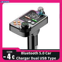 Haogu Bluetooth 5.0 car charger dual USB type C quick charge hands-free call kit FM transmitter MP3 player car cigarette lighter