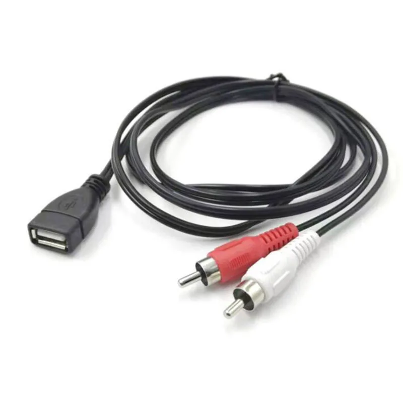 

USB 2.0 A Female Socket To 2 RCA 2RCA Male Plug connector converter Audio Video Extension Cable Adapter wire 1.5M/5 Ft W1